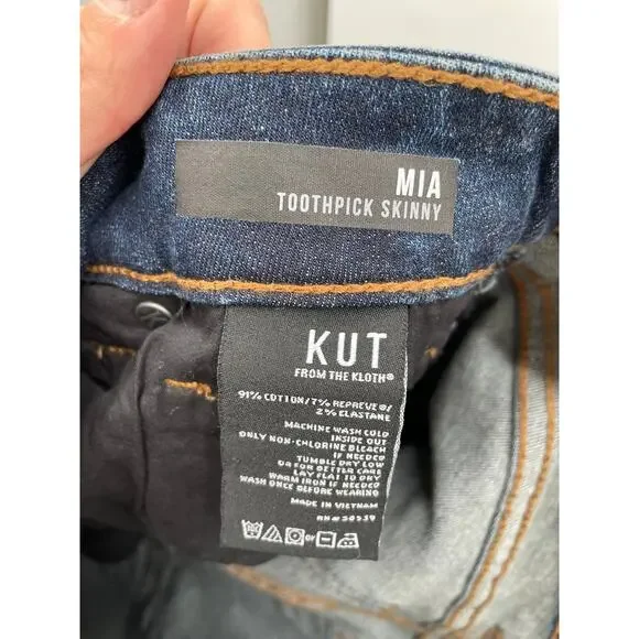 Kut from the Kloth NWT Mia Toothpick Skinny Dark Wash Denim Jean // 0 - Picture 6 of 6